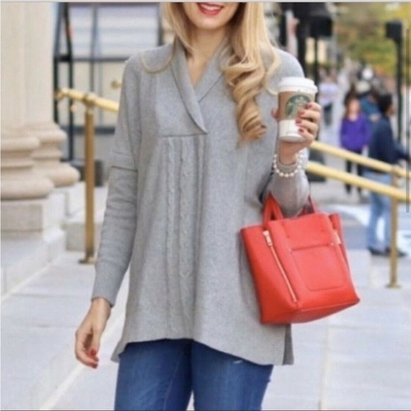 CAbi Gray Charlotte Poncho Tunic Sweater Sz S EUC - Picture 4 of 10